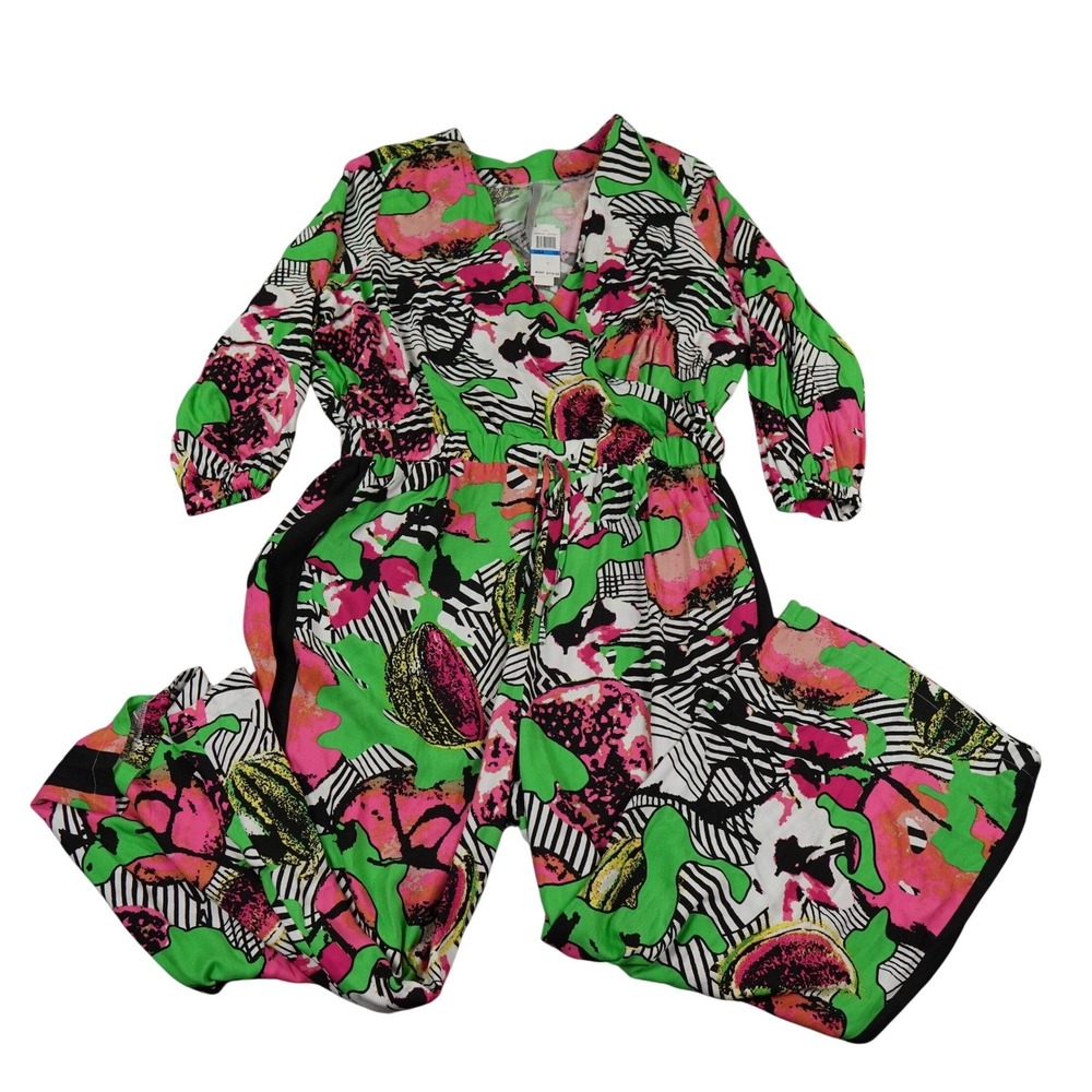 Melissa McCarthy Seven7 Jumpsuit Women 1X Multicolor Abstract Fruit Print Wrap